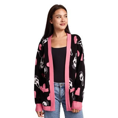 Ghostface Hearts All-Over Print Women's Black Long Sleeve Cardigan
-Small | Target