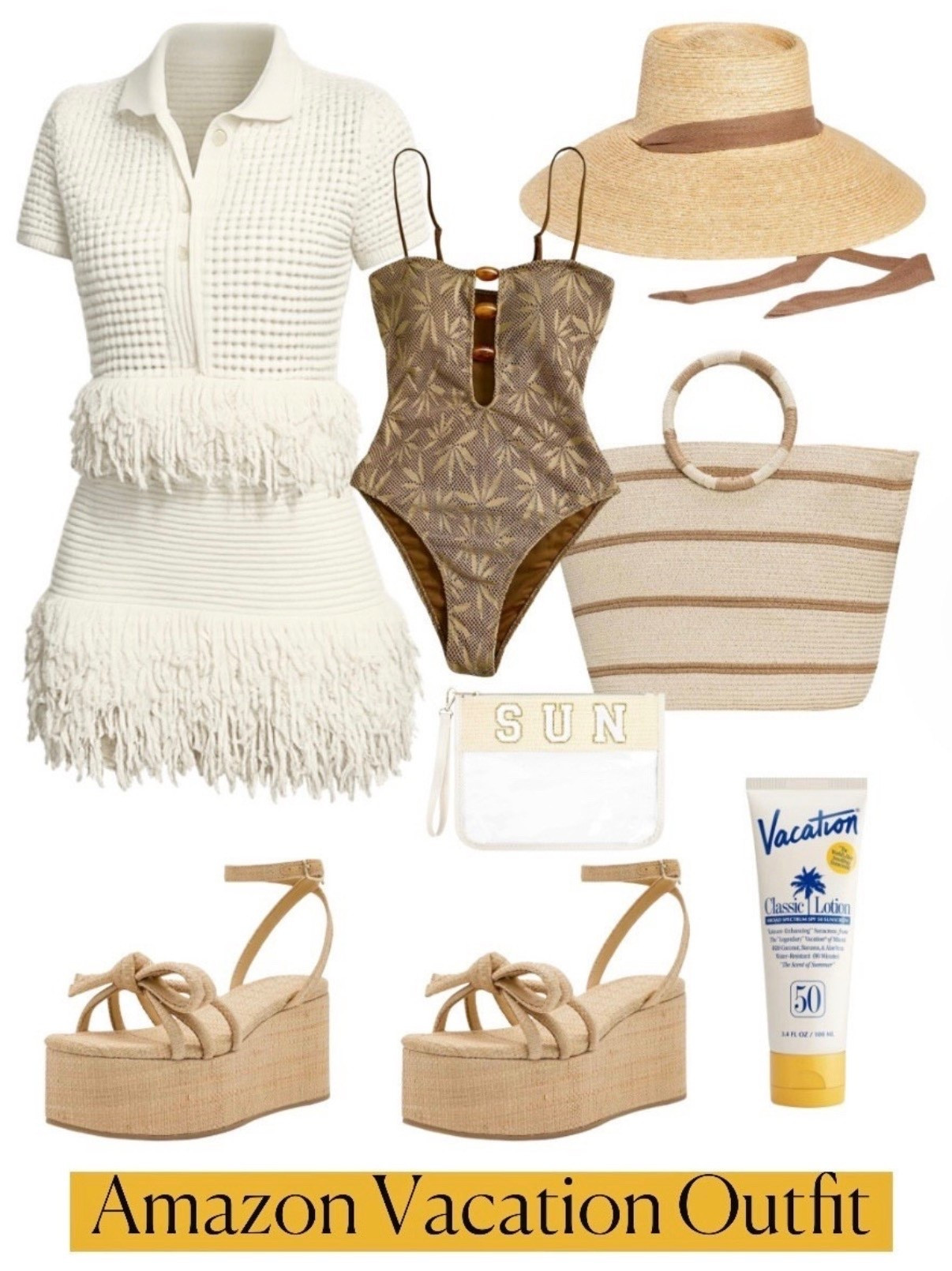 Vacation outfit
Spring break 
Wedges 
Tote bag
One piece swimsuit Amazon

#LTKSeasonal #LTKTravel #LTKootd