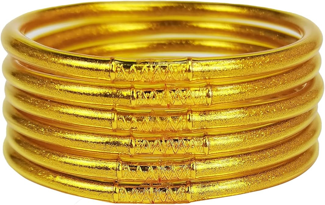 YBMYCM 6PCS Glitter Jelly Bangles Bracelets Set for Women Glitter Filled Jelly Silicone Bracelets... | Amazon (US)