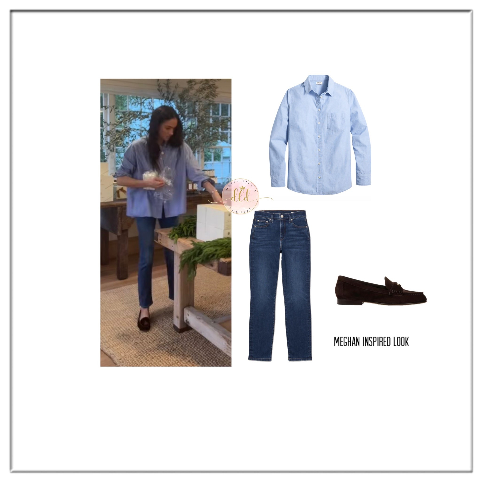 11/5/25 Meghan Markle arranging products for her As Ever pop-up store at Godmothers Bookstore 📚
Meghan’s jeans believed to be AYR the stir + loafers believed to be by Veronica Beard (shirt unidentified) 