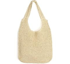 Ayliss Women Straw Shoulder Bag Bucket Tote Summer Beach Woven Handmade Weaving Handbag | Amazon (US)
