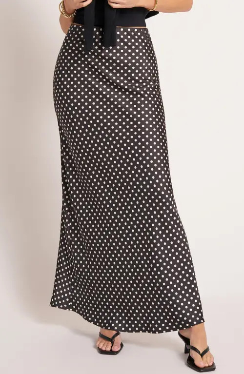 matty m. Polka Dot Bias Cut Maxi Skirt in Black/Ivory at Nordstrom, Size Xx-Small | Nordstrom