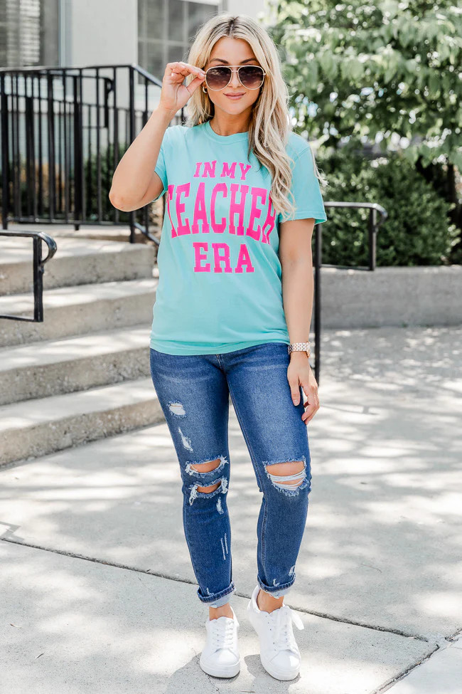 In My Teacher Era Chalky Mint Graphic Tee | Pink Lily