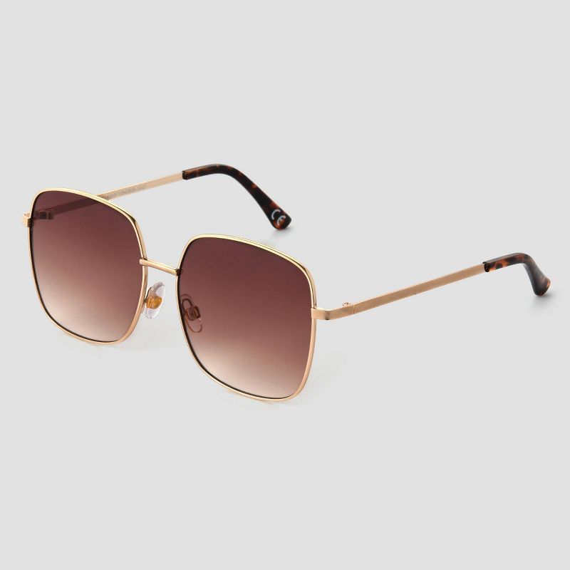 Women's Metal Oversized Square Sunglasses - Universal Thread™ Brown | Target