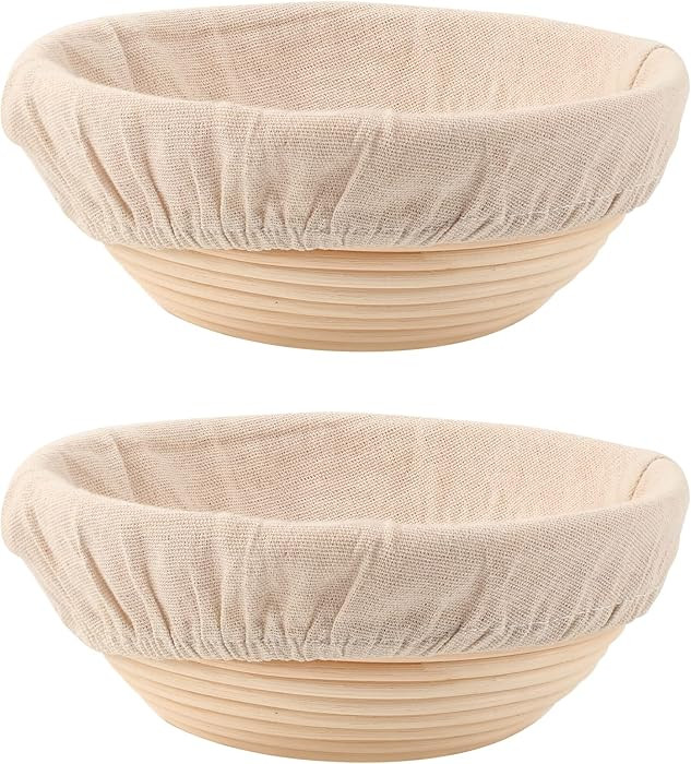 Bread Proofing Baskets Set of 2 8.5 inch Round Dough Proofing Bowls w/Liners Perfect for Home Sou... | Amazon (US)