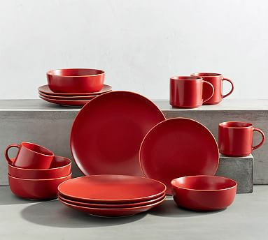 Mason Stoneware 16-Piece Dinnerware Set - Red | Pottery Barn (US)