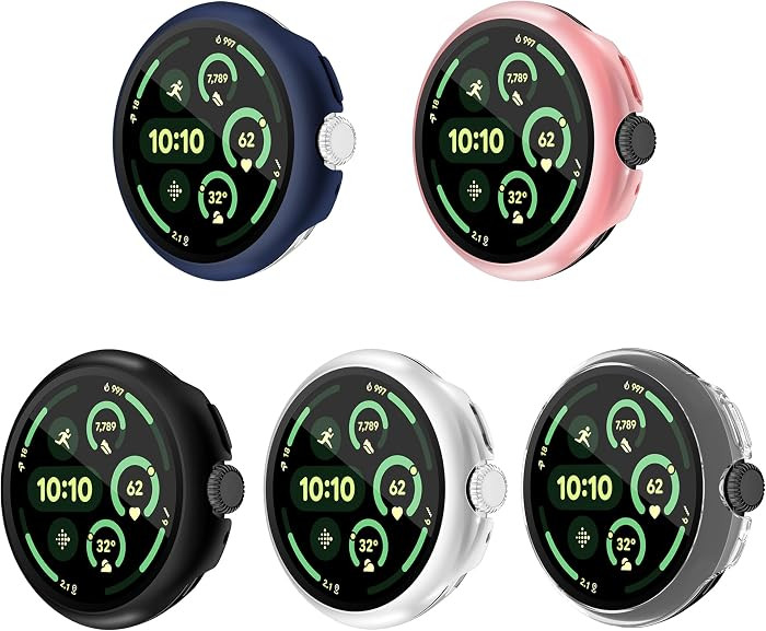[5 Pack] Watch Screen Protector for Google Pixel Watch 3 XL (45mm), Hard PC Case Built-in Clear G... | Amazon (US)