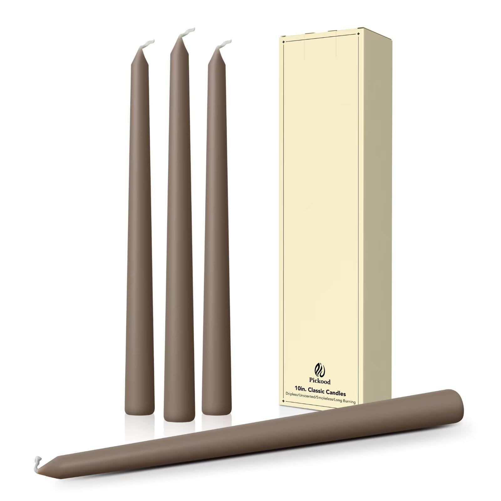 10-Inch Tall Dripless Taper Candles Set of 4 - White Tapered Candles, Perfect for Wedding,Dinner ... | Amazon (US)