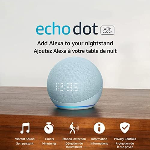 Echo Dot (5th Gen, 2022 release) with clock | Smart speaker with clock and Alexa | Cloud Blue | Amazon (CA)