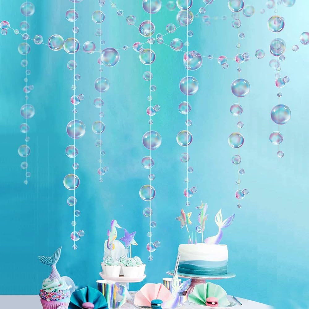 Decor365 Little Mermaid Party Decorations Puple Blue Bubble Garlands Hanging Bubbles Streamer Ban... | Amazon (US)