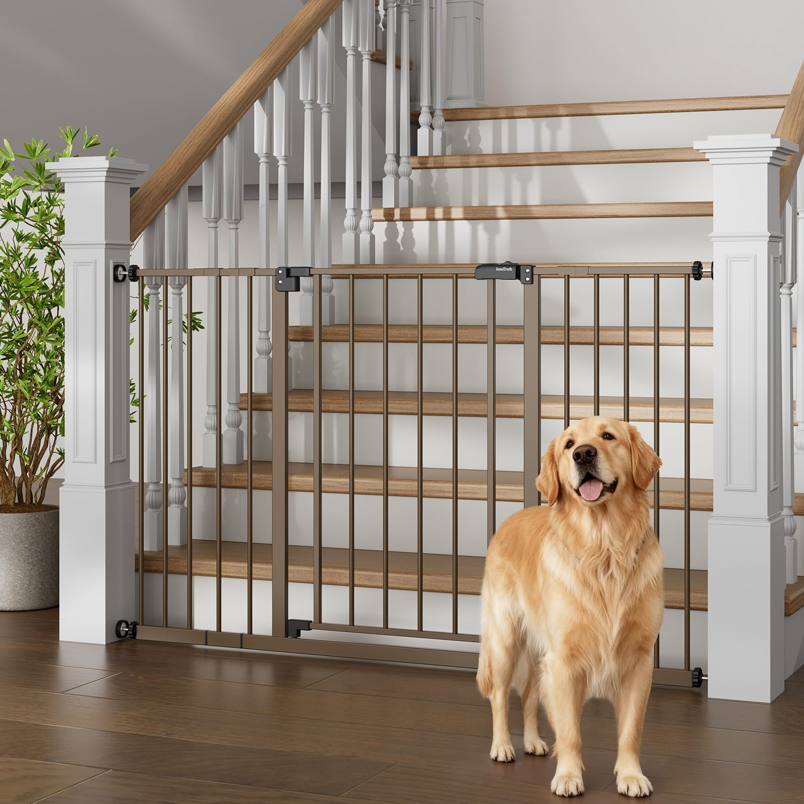 InnoTruth 29.5–49.75" Extra Wide Baby Gate for Stairs, 30" Tall Walk Through Dog Gate for Stair... | Amazon (US)