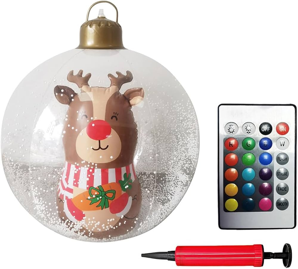 24 Inch Light Up Inflatable Christmas Ball, PVC Inflatable Decorated Ball Ornaments with LED Ligh... | Amazon (US)
