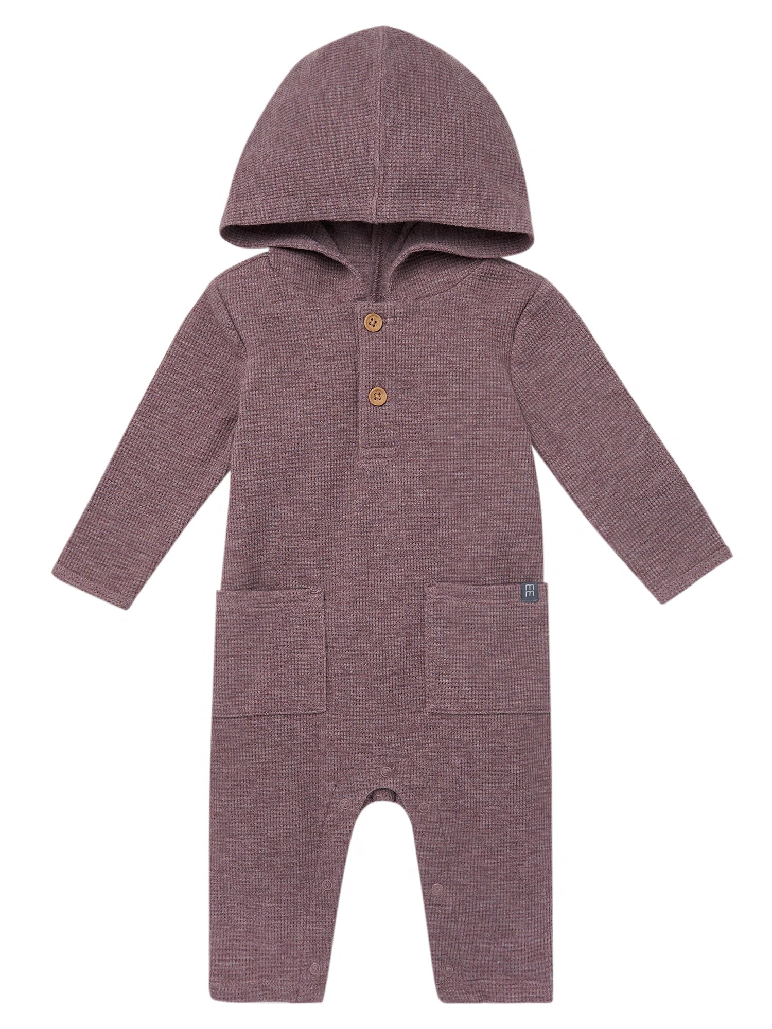 Modern Moments by Gerber Baby Boy Hacci Hooded Long Sleeve Romper, Sizes 0/3 Months - 24 Months | Walmart (US)