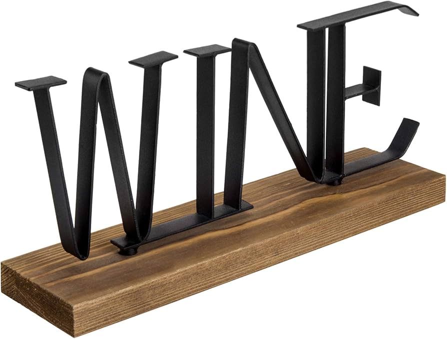 MyGift 12-inch Metal and Wood Decorative Wine Sign Tabletop Decor with Rustic Burnt Brown Wood Ba... | Amazon (US)