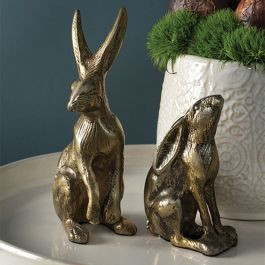 Gold Finish Sweet Bunny Figure | Antique Farm House