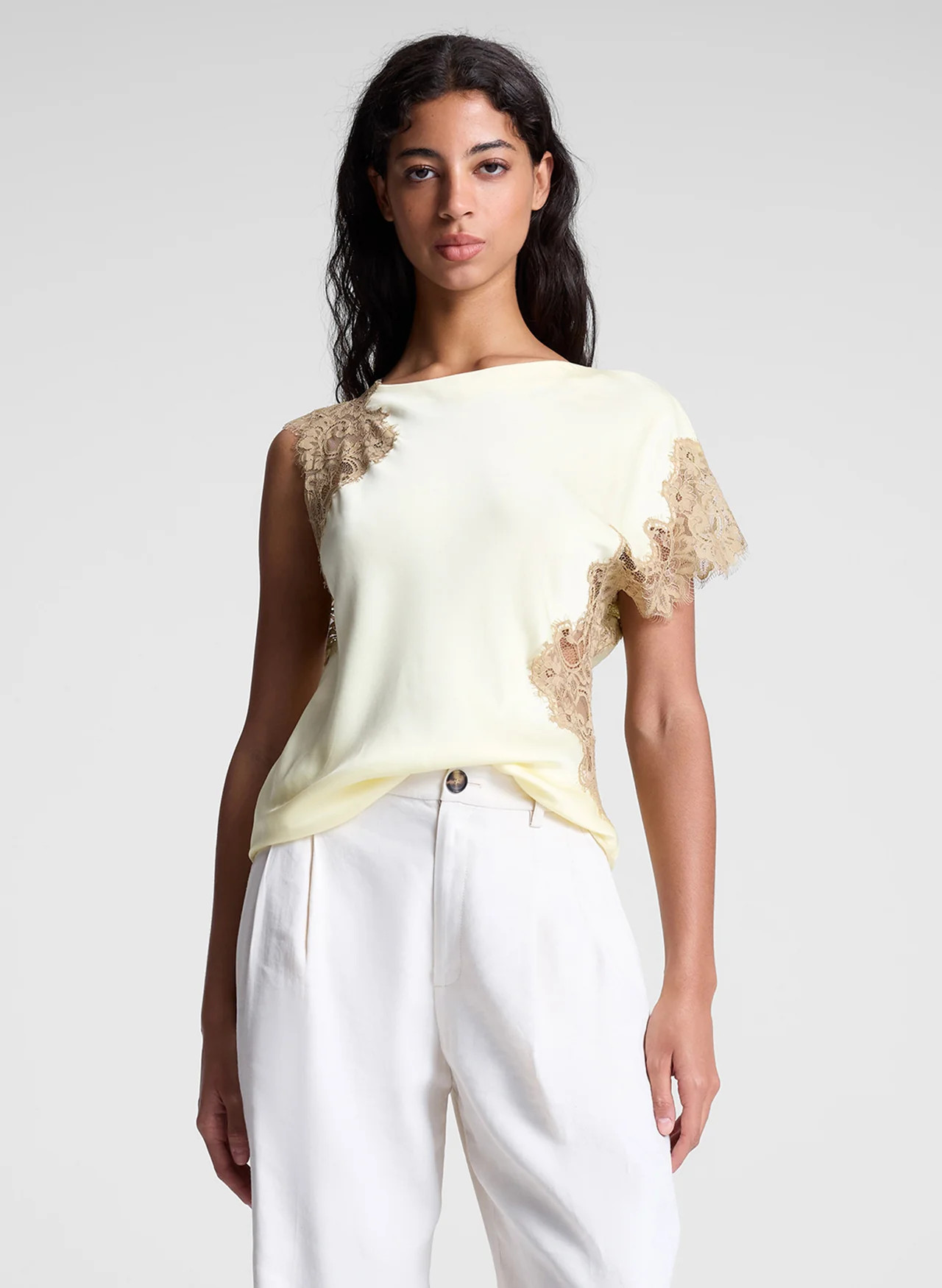 Alessia Satin and Lace Top | A.L.C