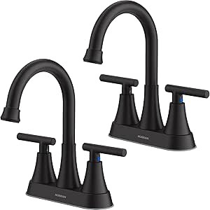 Bathroom Faucets for Sink 3 Hole, Hurran 4 inch Matte Black Bathroom Sink Faucet with Pop-up Drai... | Amazon (CA)