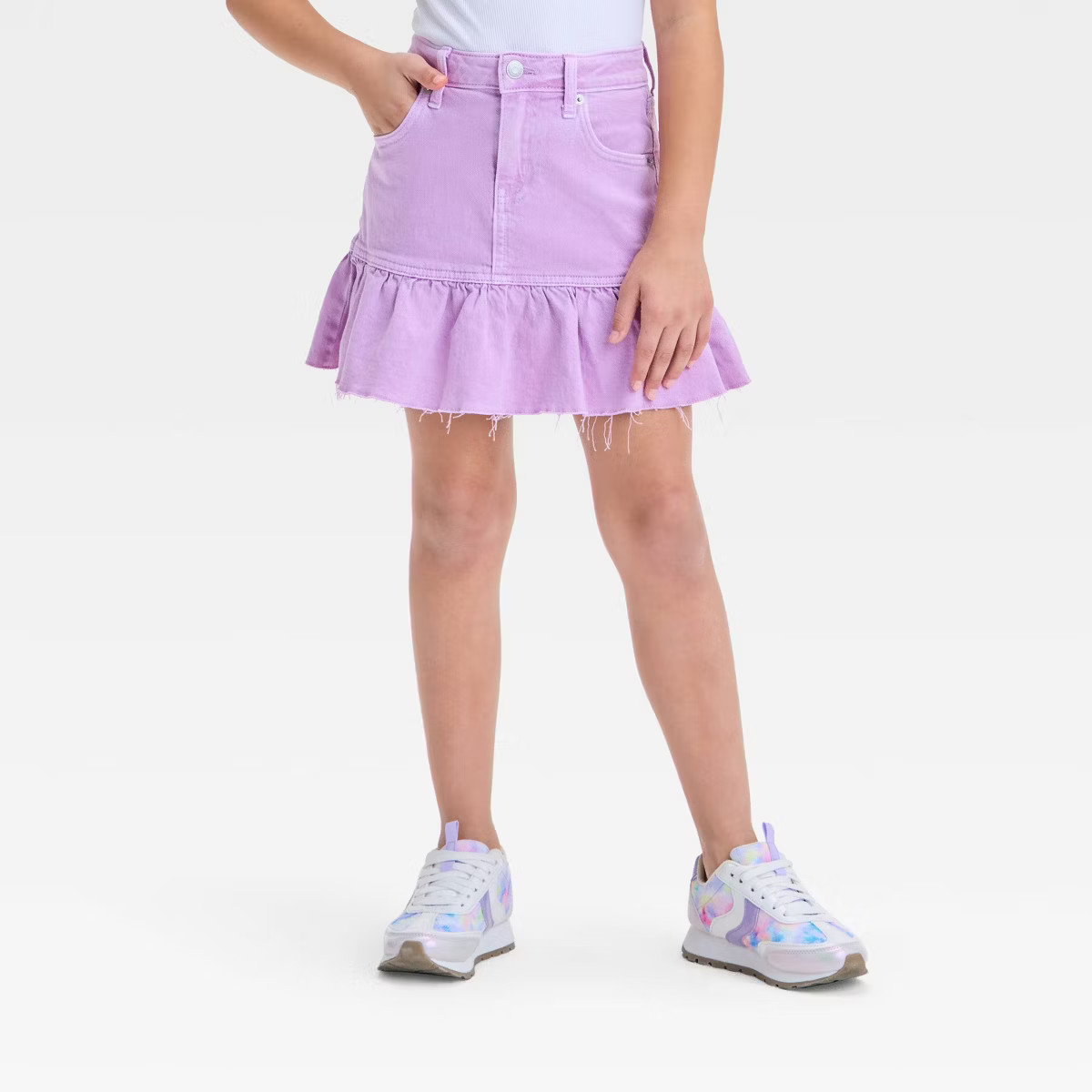 Girls' Ruffle Denim Skirt - Cat & Jack™ Light Wash | Target