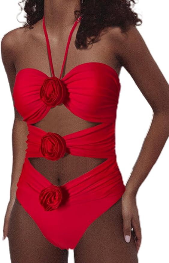 Swmmer Liket Women One Piece Swimsuit Sexy Halter Bathing Suit Tummy Control Swimwear Cutout Beac... | Amazon (US)