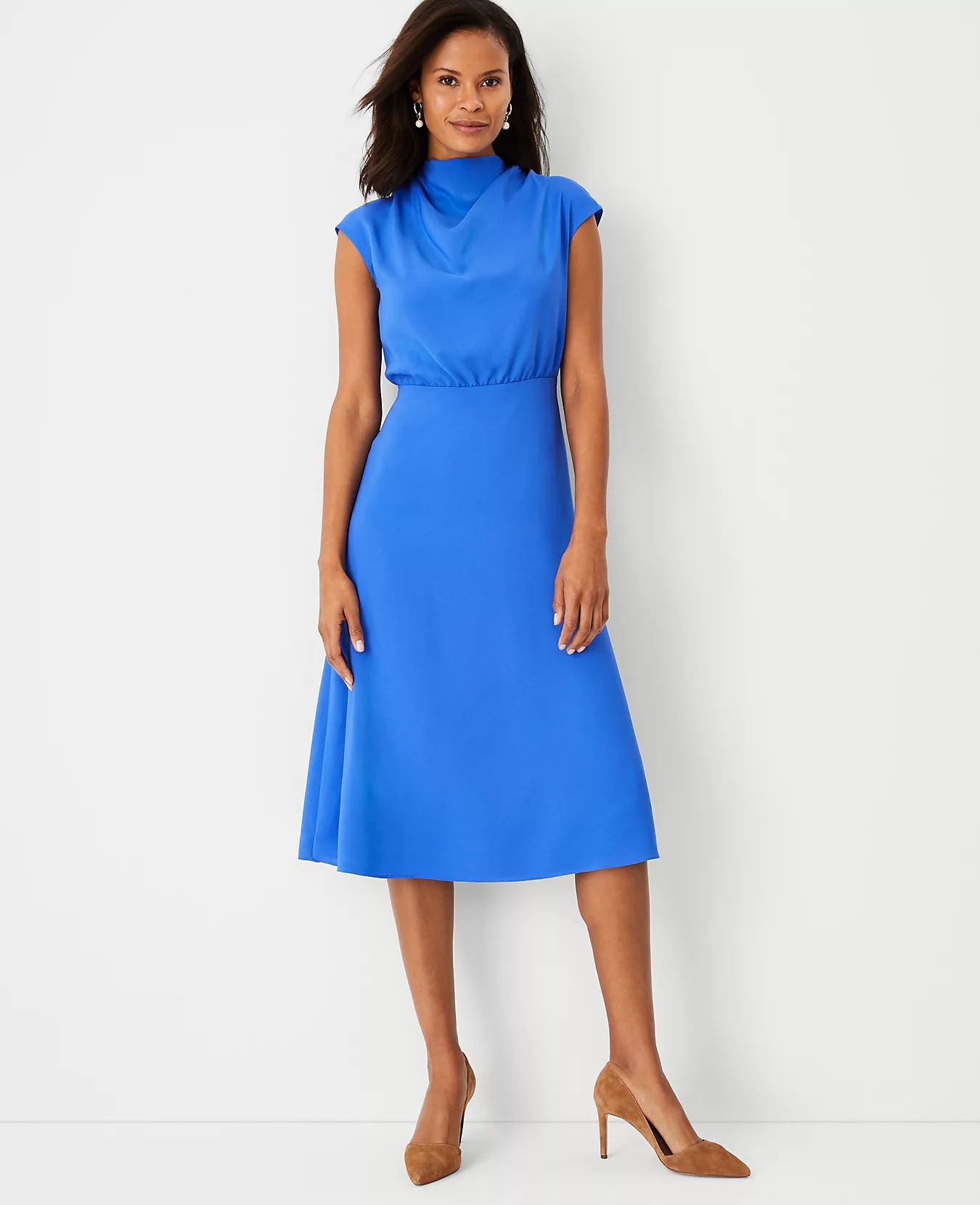 Mock Neck Midi Flare Dress | Ann Taylor | Ann Taylor (US)