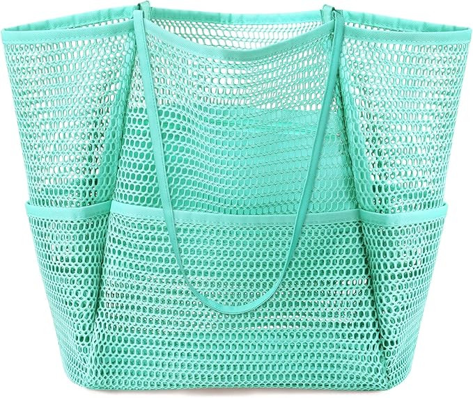 Ayieyill Mesh Beach Bag Tote Bag for Women, Foldable Swim Large Beach Tote Bag with Zipper Pocket... | Amazon (US)
