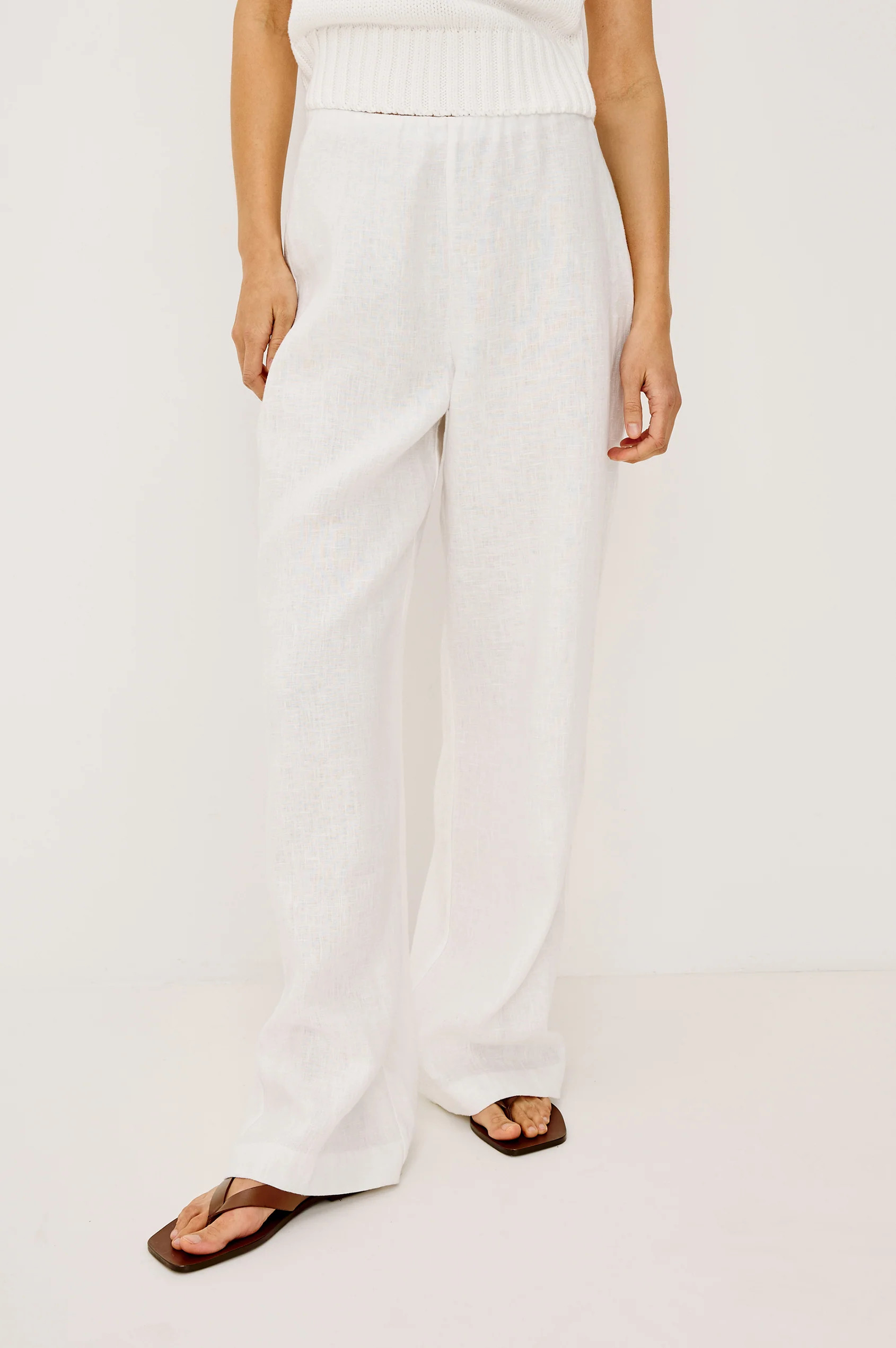 ANDRINE PANT - WHITE LINEN | Rails