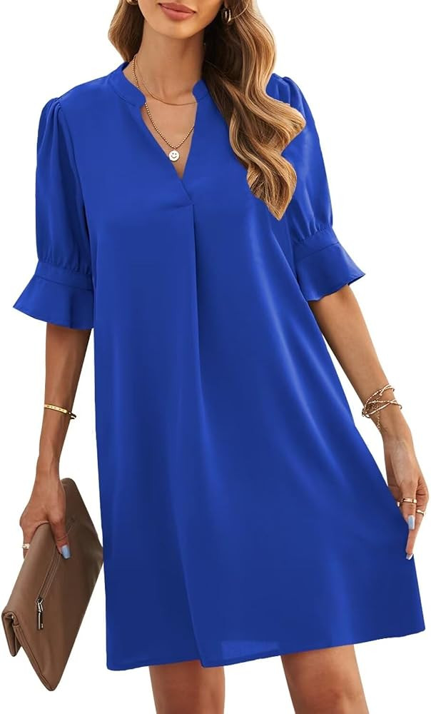 JOCAFIYE Womens Casual Dresses Short Sleeve V-Neck Dress Summer Dresses for Women 2025 | Amazon (US)