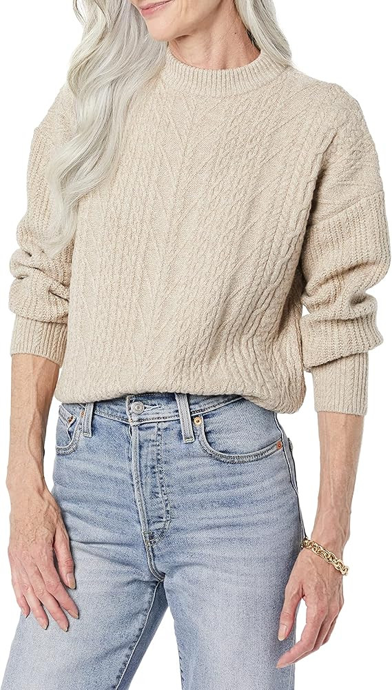 Amazon Essentials Women's Soft-Touch Modern Cable Crewneck Sweater (Available in Plus Size) | Amazon (US)