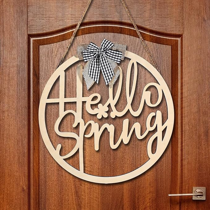 Namalu Hello Spring Door Sign Wood Spring Welcome Sign Hollow Spring Hanging Sign Spring Wall Dec... | Amazon (US)