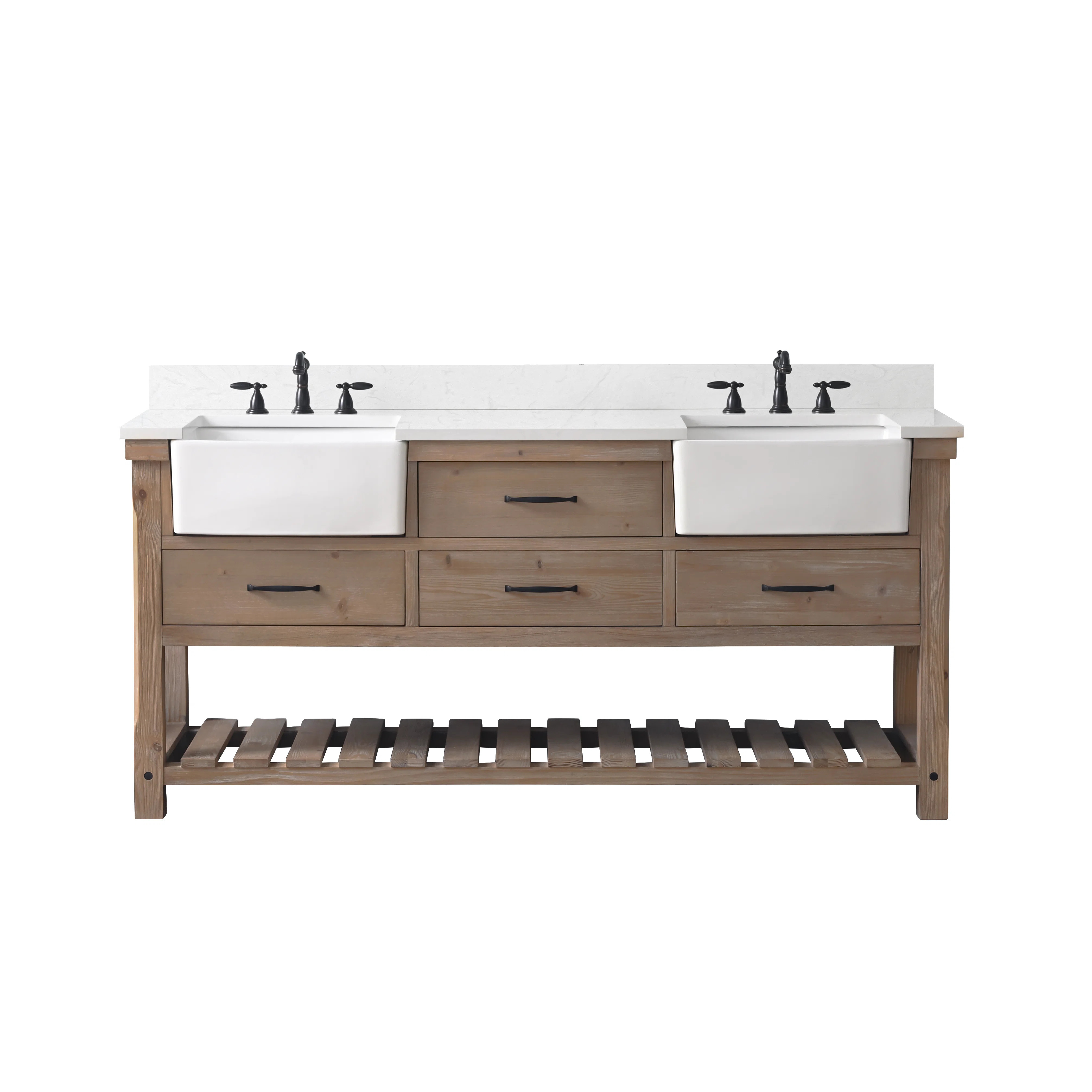 72'' Double Bathroom Vanity with Engineered Stone Top | Wayfair North America