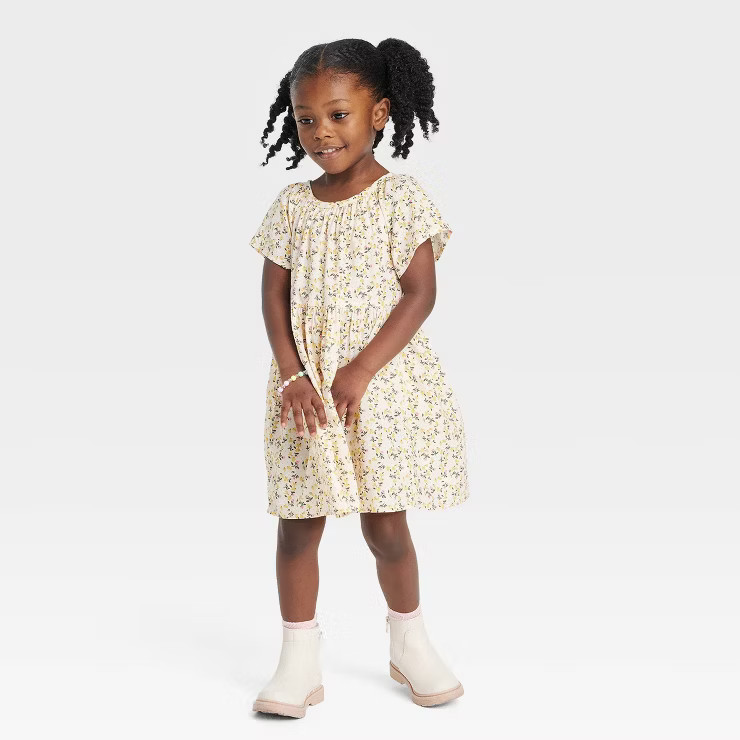 Toddler Girls' Floral Dress - Cat & Jack™ Yellow | Target