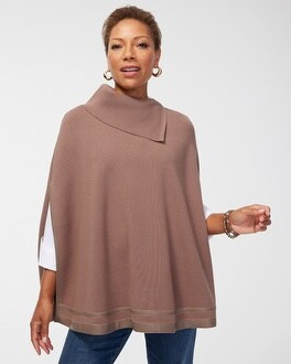 Faux Leather Trim Sweater Cape | Chico's