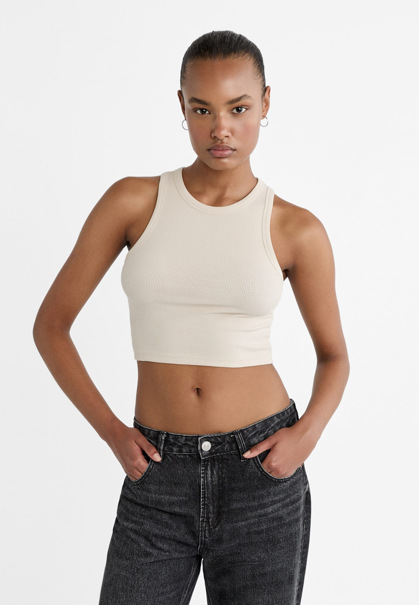 Basic-Cropped-Shirt gerippt - T-shirts für Damen | Stradivarius Deutschland | Stradivarius DE
