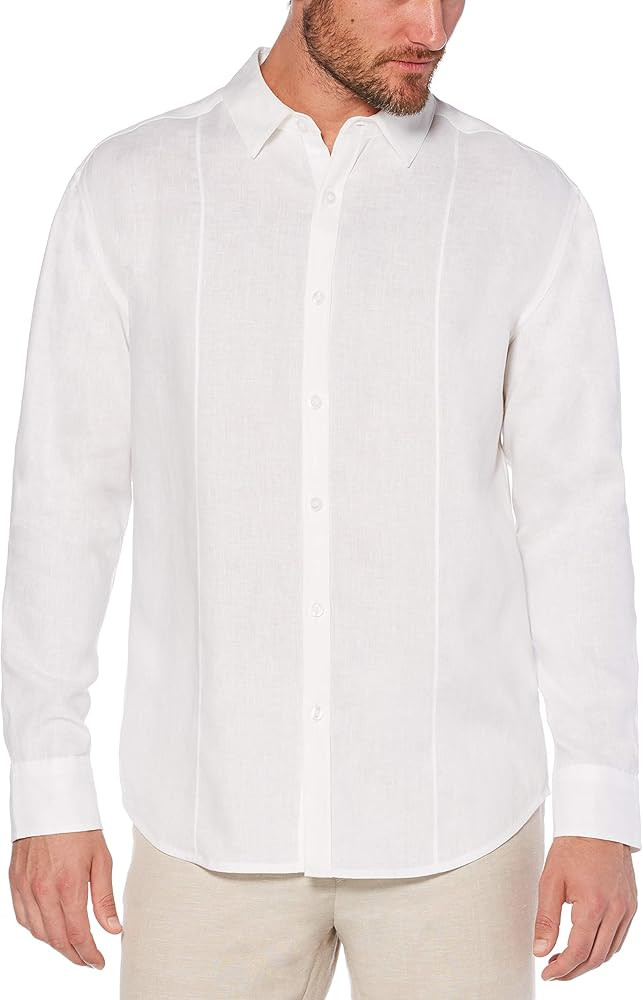 Cubavera Men's Long Sleeve 100% Linen Essential Shirt with Pintuck Detail | Amazon (US)