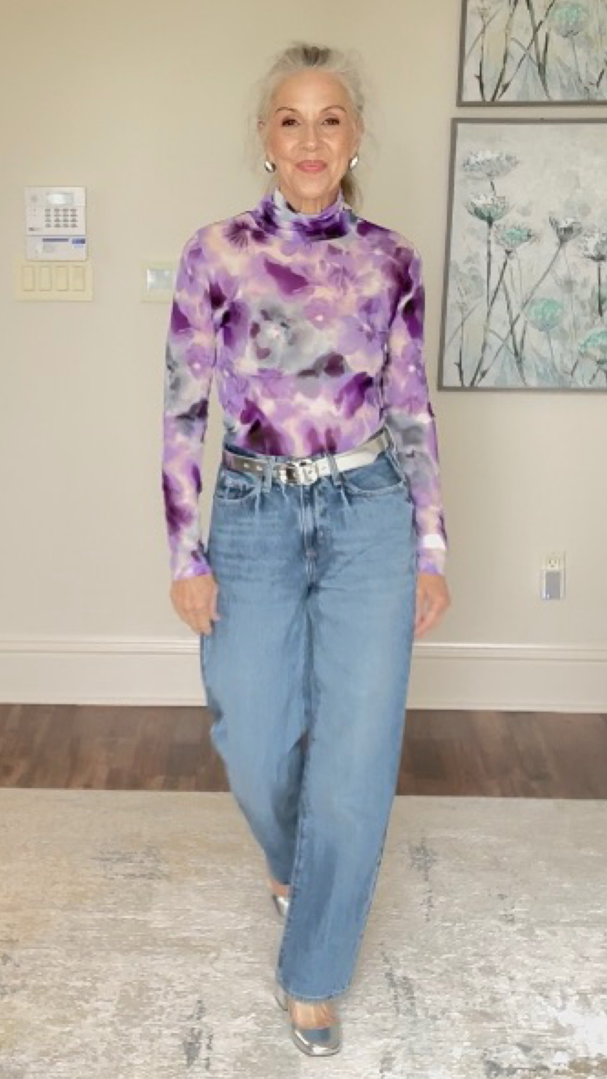 90’s baggy denim ….paired with a trendy mesh floral top…a silver pair of block heel MaryJanes and silver belt… so comfy!!

#LTKfindsunder50 #LTKstyletip #LTKover40