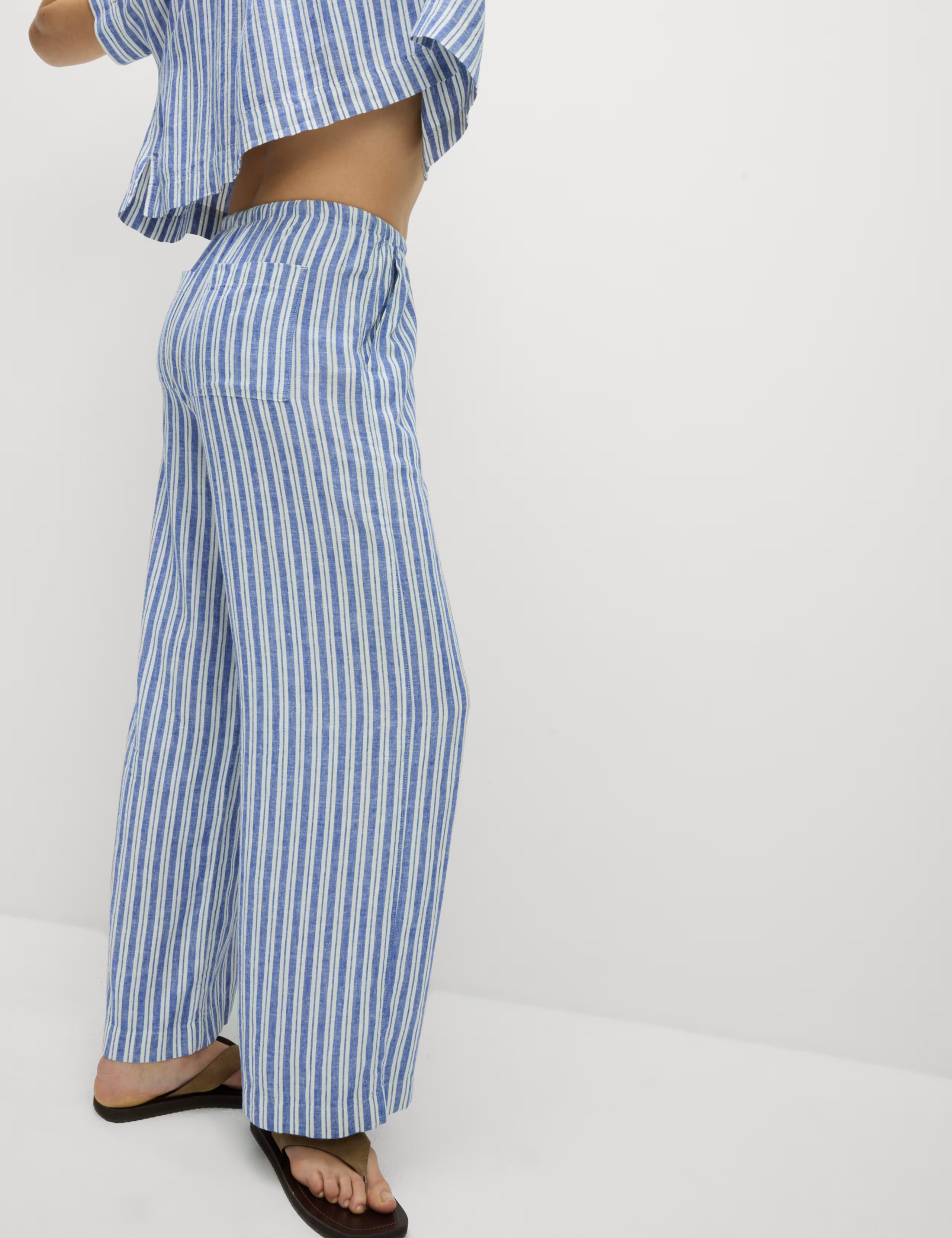 Linen Blend Wide Leg Trousers | Marks & Spencer (UK)