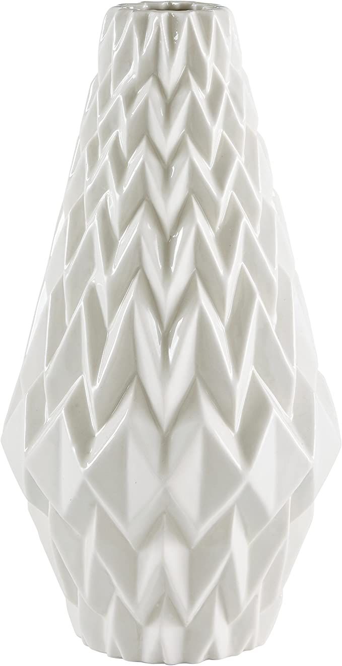 Amazon Brand – Rivet Modern Geometric Pattern Decorative Stoneware Vase, Large Centerpiece, 12.... | Amazon (US)