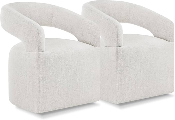 Upholstered Dining Chairs with Casters Easy Assembly Require Modern Barrel Armchair with Rollers ... | Amazon (US)