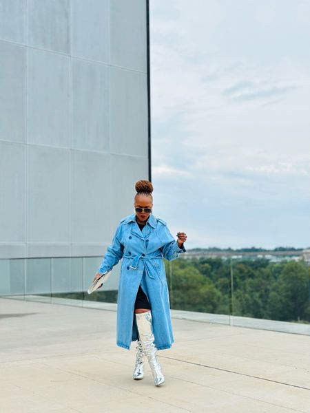 Denim trench coat and silver metallic boots

#LTKshoecrush #LTKworkwear #LTKstyletip