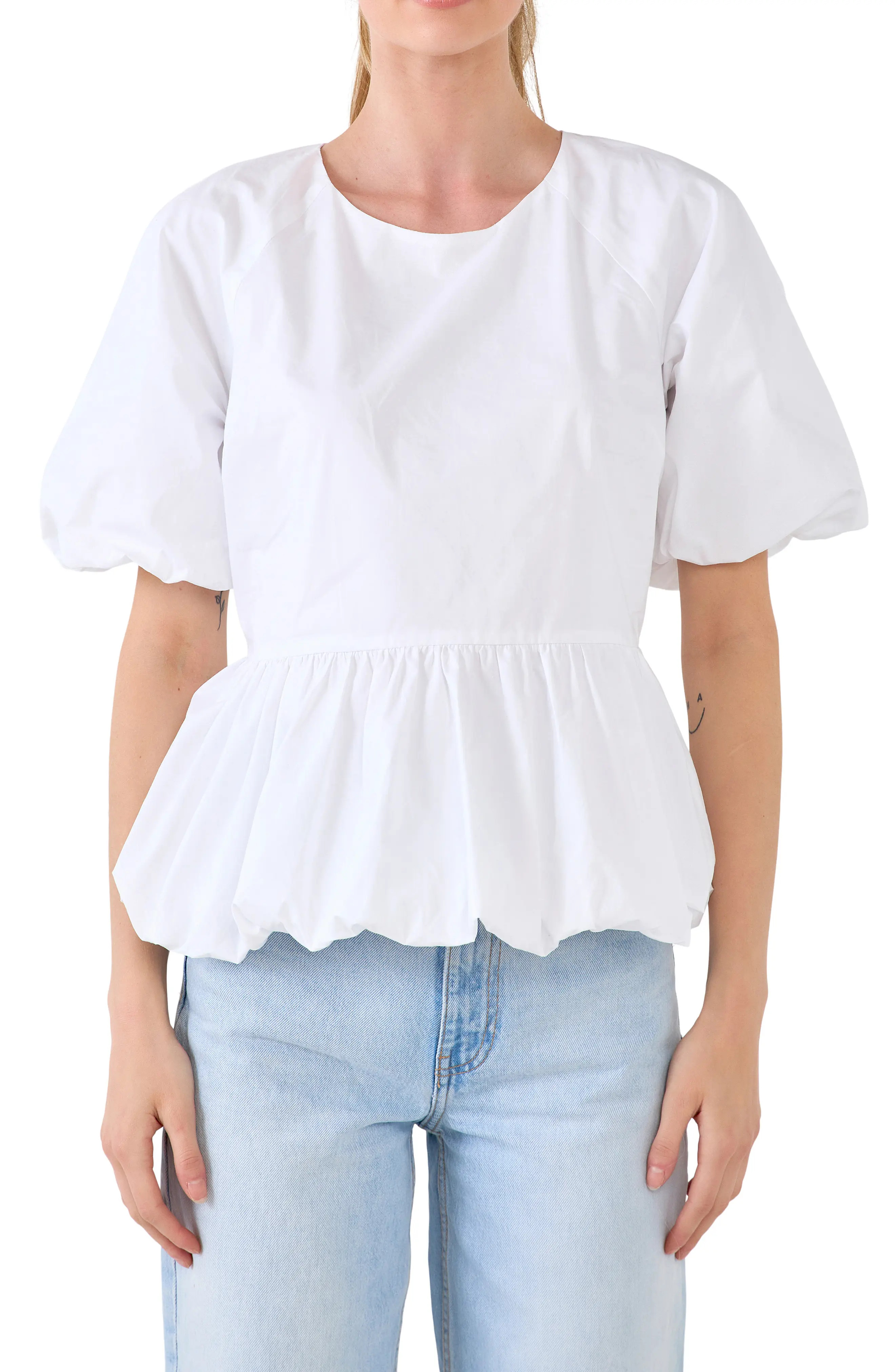 English Factory Balloon Poplin Top (Women) | Nordstrom | Nordstrom