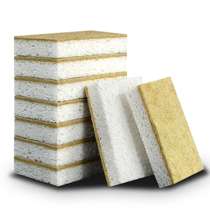 12 Pack SmilePowo Natural Kitchen Sponge Compostable Kitchen Sponges Cellulose and Coconut Scrubb... | Amazon (US)