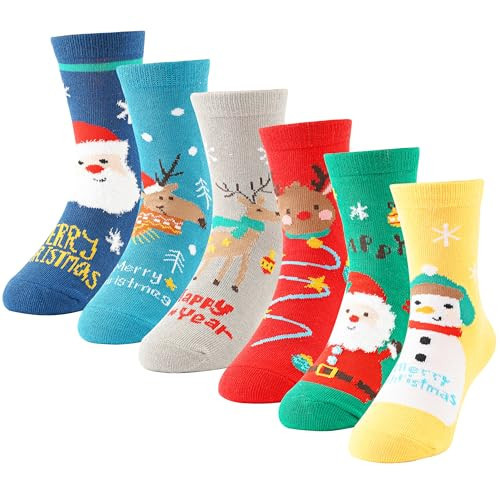 BISOUSOX Kids Christmas Socks Crazy Xmas Gift for Kids 6-8 10-12 Years, Boys Girls Novelty Funny Winter Dress Socks | Amazon (US)