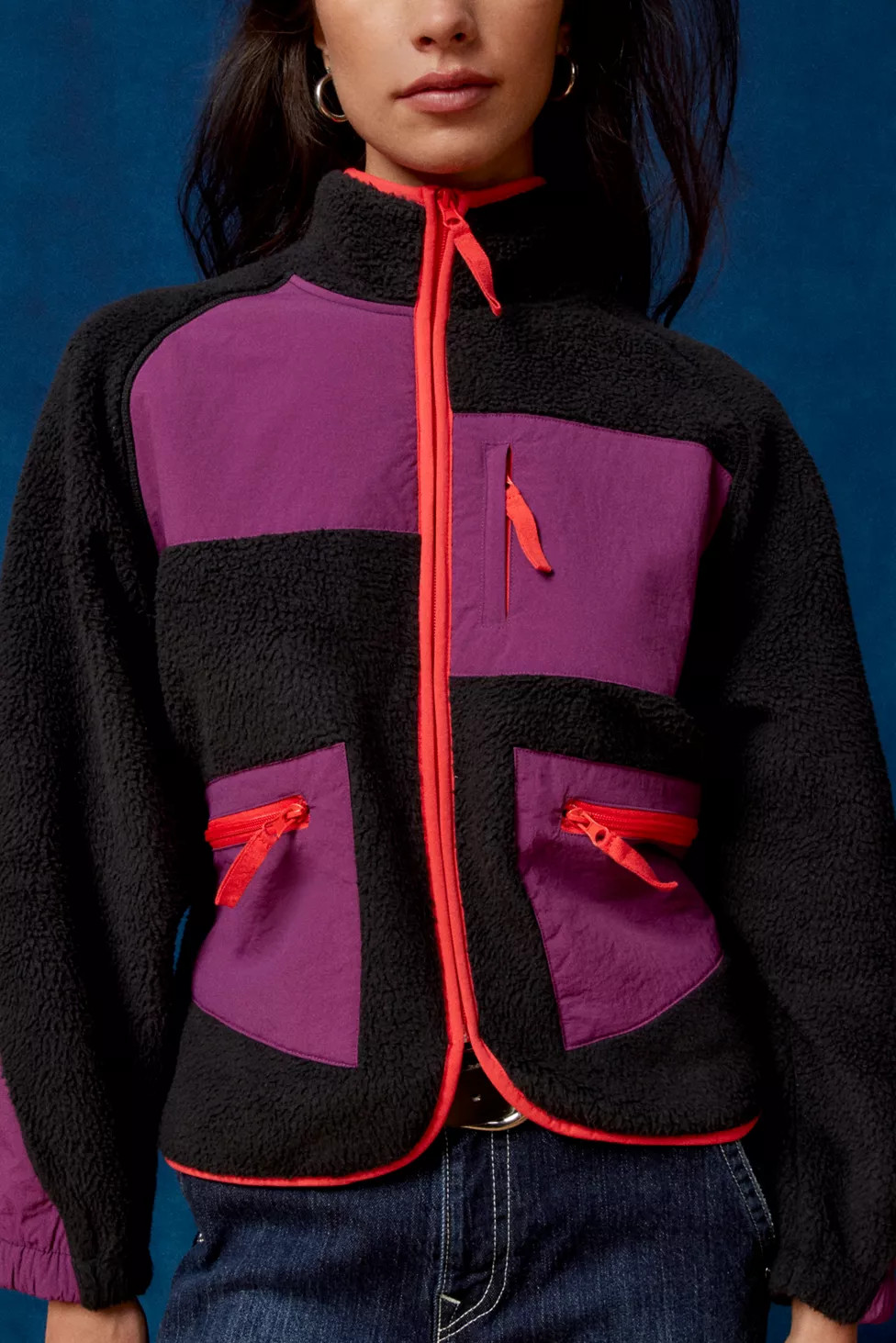 BDG Bruce Fleece Spliced Zip-Up Jacket | Urban Outfitters (US and RoW)