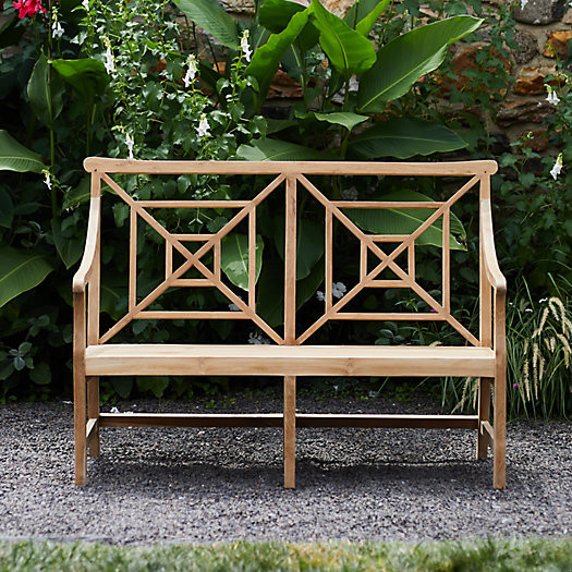 Garden Teak Fretwork Two Seat Bench | Terrain