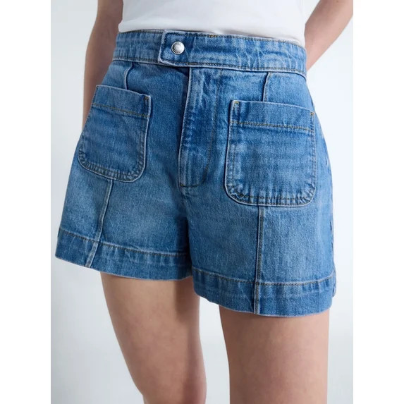Free Assembly Women's Patch Pocket Denim Shorts, 3" Inseam, Sizes 0-18 | Walmart (US)