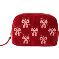 Elizabeth Scarlett Dazzling Bows Velvet Makeup Bag - Rouge | Look Fantastic (UK)