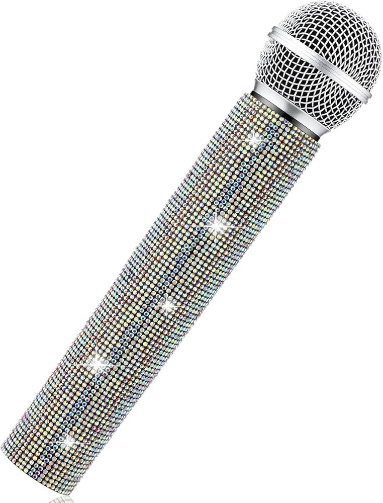 Sanwuta Fake Microphone Prop Halloween Microphone Sparkly Bling Rhinestones Plastic Play Micropho... | Amazon (US)