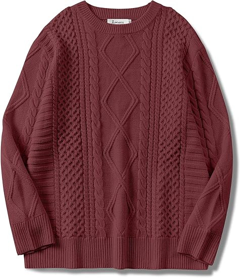 ANRABESS Sweaters for Women Oversized Cable Knit Fall Long Sleeve Crewneck Casual Pullover Sweate... | Amazon (US)