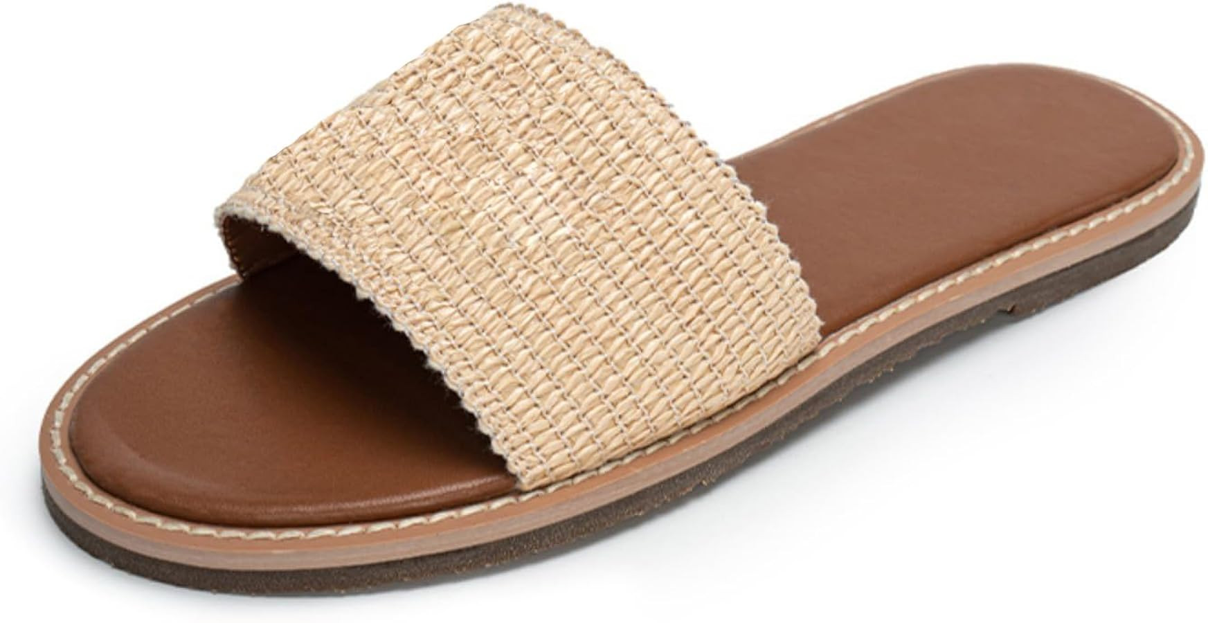 Women'S Comfort Slide Sandals Fashion Embroidered Strap Lightweight Flat Sandals For Park Walking | Amazon (US)