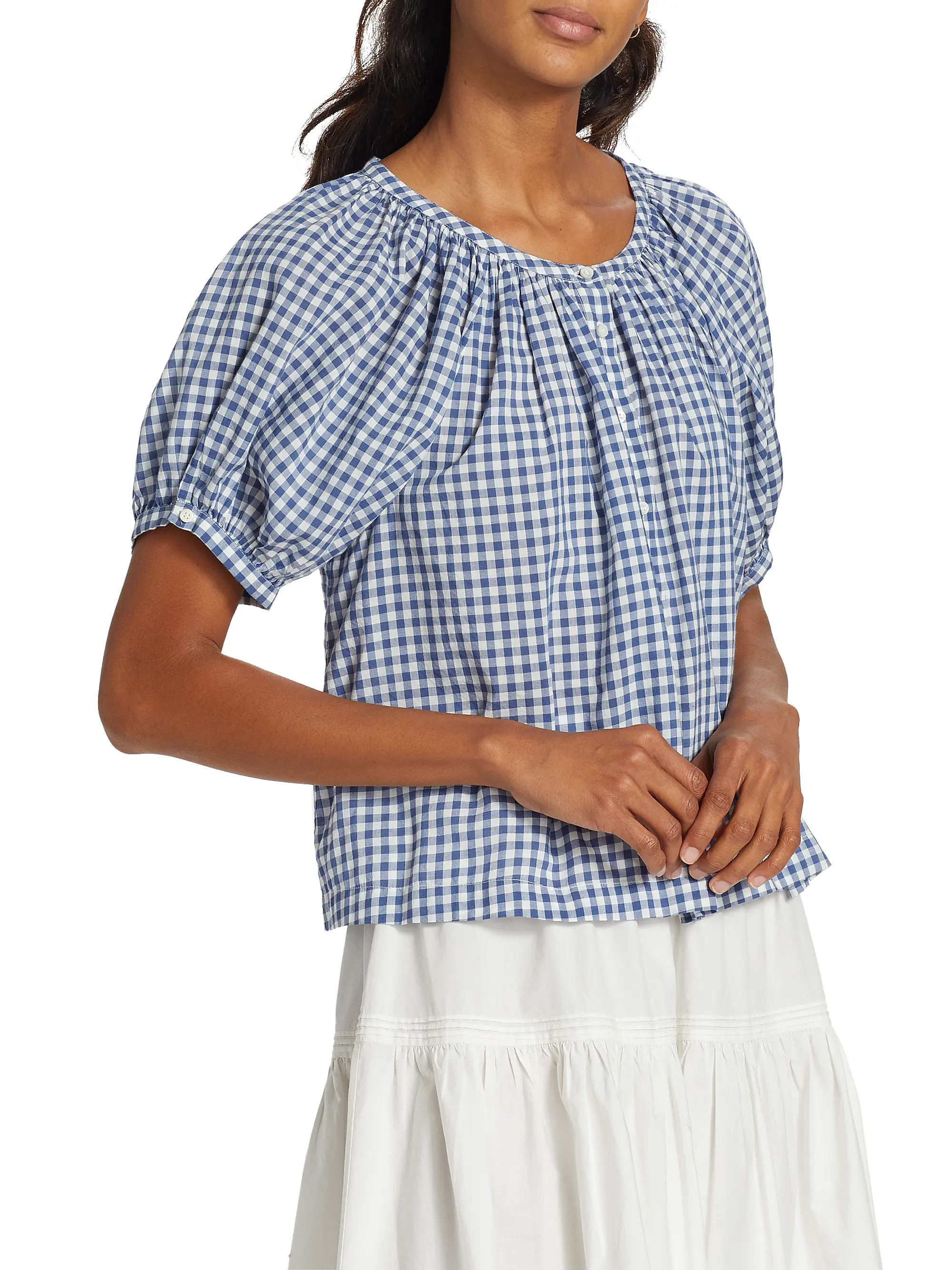 June Gingham Puff-Sleeve Top | Saks Fifth Avenue